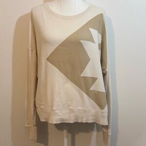 Lauren Ralph Lauren LRL Cream Geometric Graphic Crewneck Sweatshirt XL Oversized